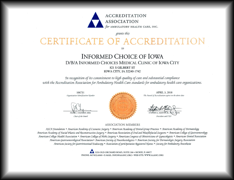 AAAHC IC CERTIFICATE SM